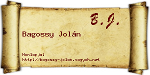 Bagossy Jolán névjegykártya